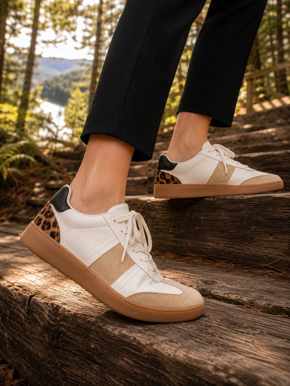 Animal Print Sneakers Neutral Tan Cream Suede Streetwear Casual Leisure Shoes